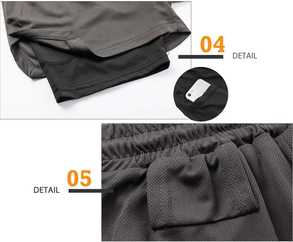 Mens Running Shorts，Workout Running Shorts for Men，2-In-1 Stealth Shorts，7-Inch Gym Yoga Outdoor Sports Shorts